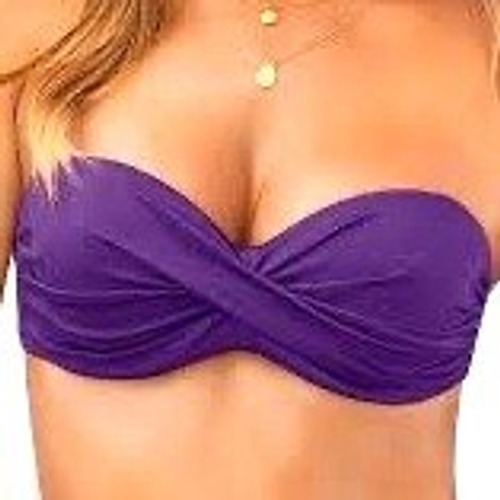 Victoria's Secret Purple Twist Front Bandeau Bikini Top 34c Removable Halter